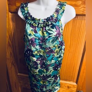 Sateen Sleeveless Top with ruffled neck detail